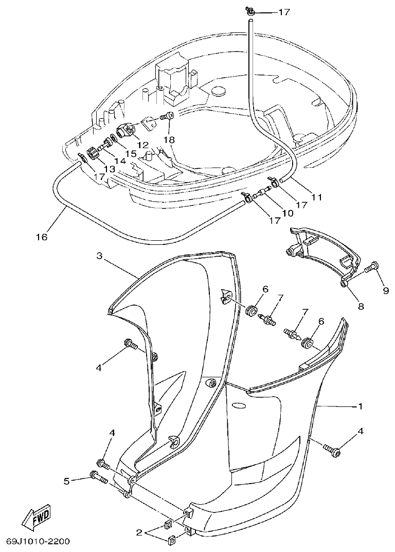 Yamaha A1 BOTTOM COWLING 2 parts diagram